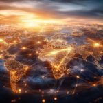 global, digital, connectivity, network, world, map, glowing, lines, international, communication, data, transfer, technology, internet, connection, grid, pattern, link, world map, flow, worldwide, networking, information, illuminated, tech, ai generated