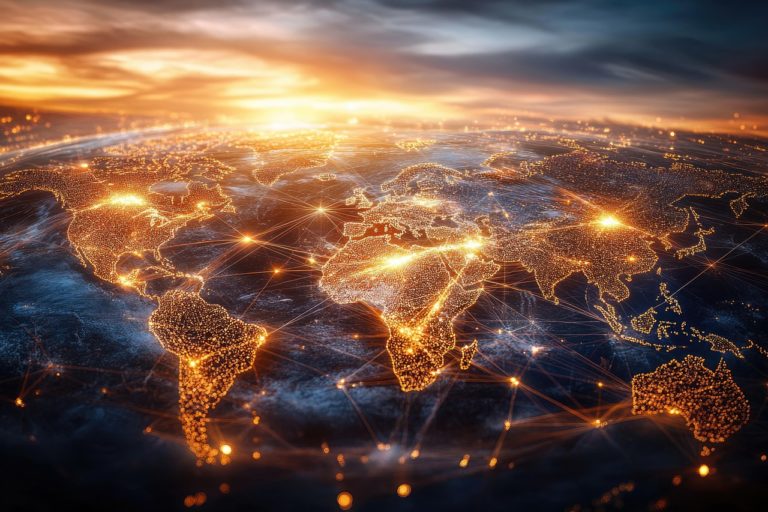 global, digital, connectivity, network, world, map, glowing, lines, international, communication, data, transfer, technology, internet, connection, grid, pattern, link, world map, flow, worldwide, networking, information, illuminated, tech, ai generated